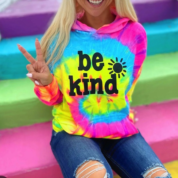 Be Kind Tie Die Hoodie - Picture 1 of 5